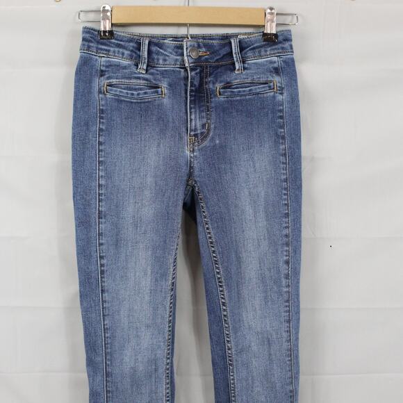 We The Free People Jeans 25 Dream Lover Flare Bell Bottoms Blue Boho Festival - Picture 5 of 16